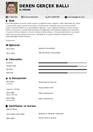 İç Mimar Cv Örnekleri cv indir